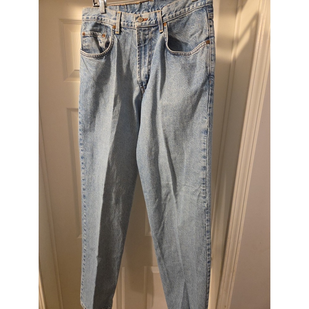 Lucky Brand 91 stone blue‎ denim jeans USA made 33 x 31 relaxed Long Length Zip